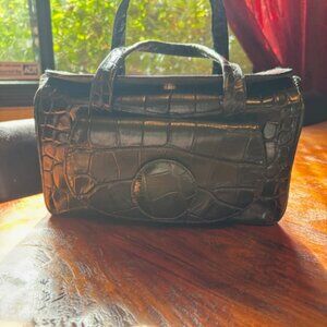 Green Furla crocodile bag